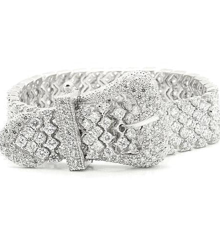 LOS179 - Rhodium 925 Sterling Silver Bracelet with AAA Grade CZ in Clear