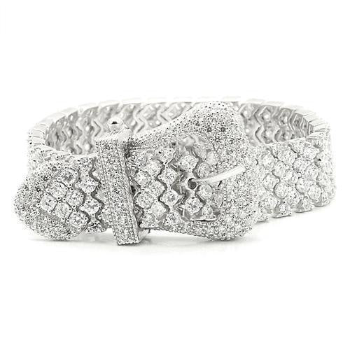 Load image into Gallery viewer, LOS179 - Rhodium 925 Sterling Silver Bracelet with AAA Grade CZ in Clear
