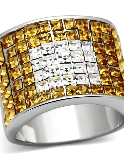 Load image into Gallery viewer, LOA839 - Rhodium Brass Ring with Top Grade Crystal in Topaz
