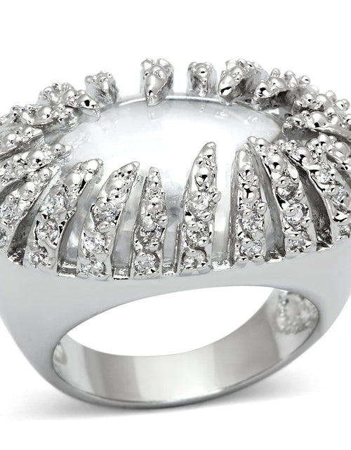 Load image into Gallery viewer, LOA858 - Rhodium Brass Ring with AAA Grade CZ in Clear
