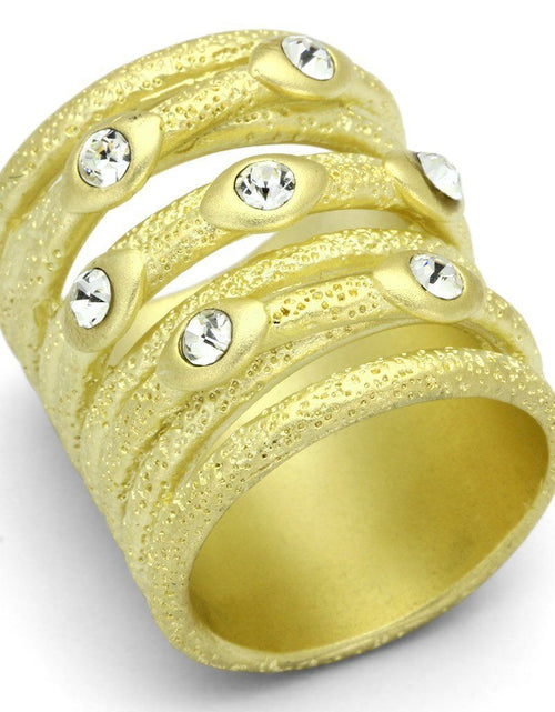 Load image into Gallery viewer, LOA833 - Matte Gold Brass Ring with Top Grade Crystal in Clear
