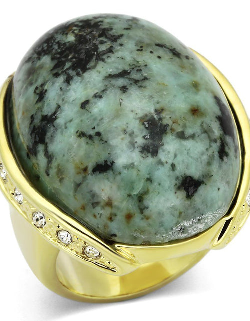 Load image into Gallery viewer, LOA844 - Gold Brass Ring with Semi-Precious Turquoise in Sea Blue
