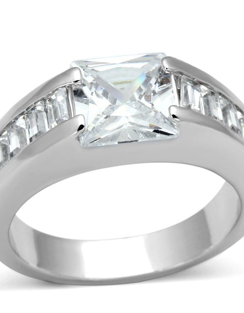 Load image into Gallery viewer, LOA843 - Rhodium Brass Ring with AAA Grade CZ in Clear

