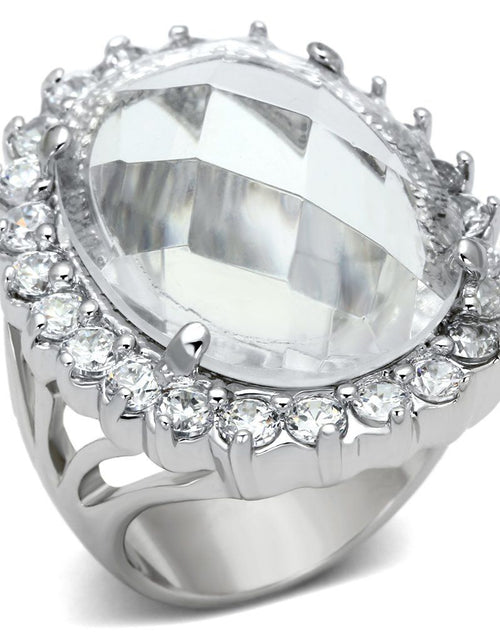 Load image into Gallery viewer, LOA836 - Rhodium Brass Ring with Synthetic Synthetic Glass in Clear
