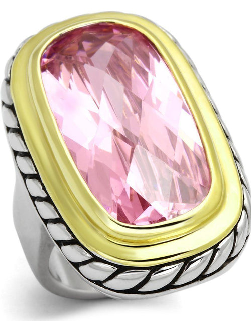 Load image into Gallery viewer, LOA841 - Reverse Two-Tone Brass Ring with AAA Grade CZ in Rose

