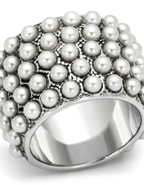 Load image into Gallery viewer, LOA832 - Rhodium Brass Ring with Synthetic Pearl in White
