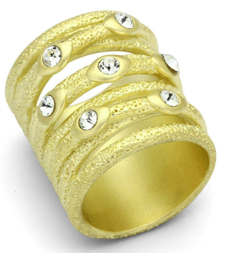 LOA833 - Matte Gold Brass Ring with Top Grade Crystal in Clear