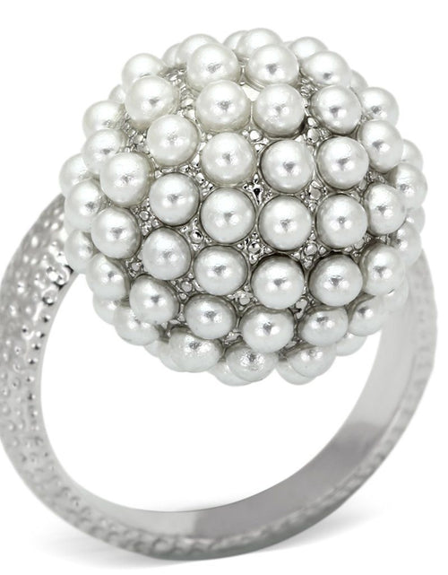 Load image into Gallery viewer, LOA831 - Rhodium Brass Ring with Synthetic Pearl in White
