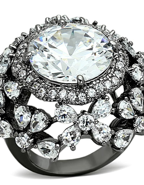 Load image into Gallery viewer, LOA874 - Ruthenium Brass Ring with AAA Grade CZ in Clear

