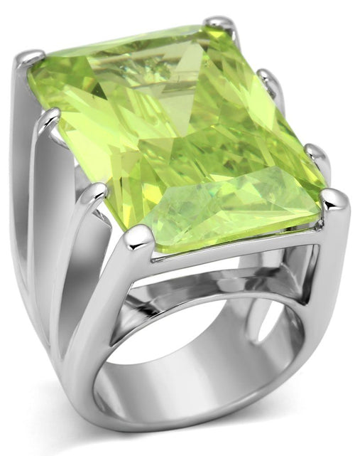 Load image into Gallery viewer, LOA854 - Rhodium Brass Ring with AAA Grade CZ in Apple Green color

