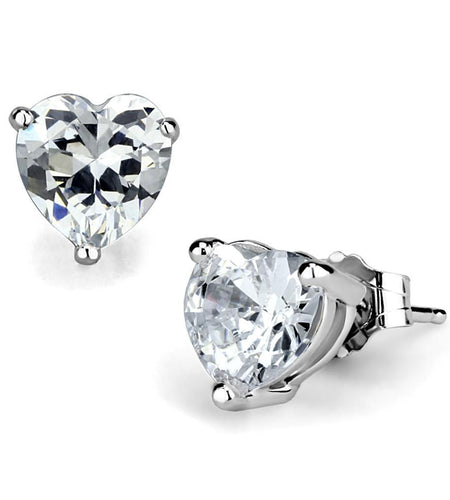 LOS882 - Rhodium 925 Sterling Silver Earrings with AAA Grade CZ in Clear