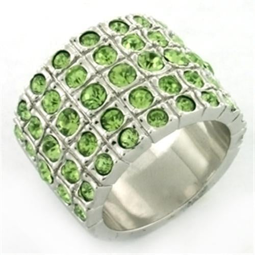 Load image into Gallery viewer, LOA658 - Rhodium Brass Ring with Top Grade Crystal in Apple Green color
