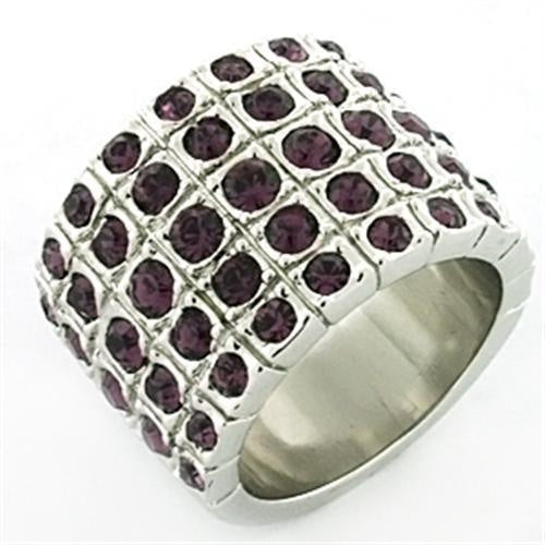 Load image into Gallery viewer, LOA659 - Rhodium Brass Ring with Top Grade Crystal in Amethyst
