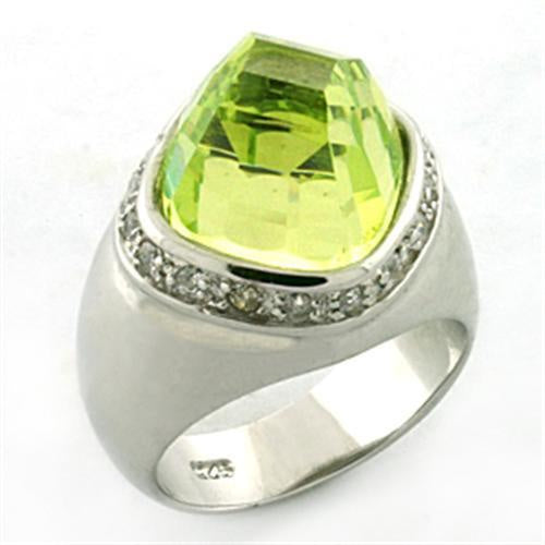 Load image into Gallery viewer, LOA640 - Rhodium 925 Sterling Silver Ring with AAA Grade CZ in Apple Green color
