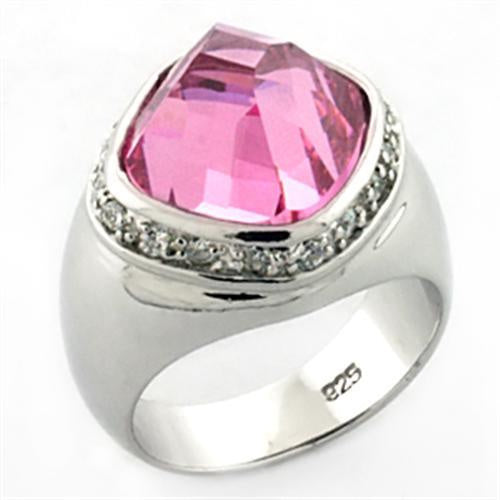 Load image into Gallery viewer, LOA641 - Rhodium 925 Sterling Silver Ring with AAA Grade CZ in Rose

