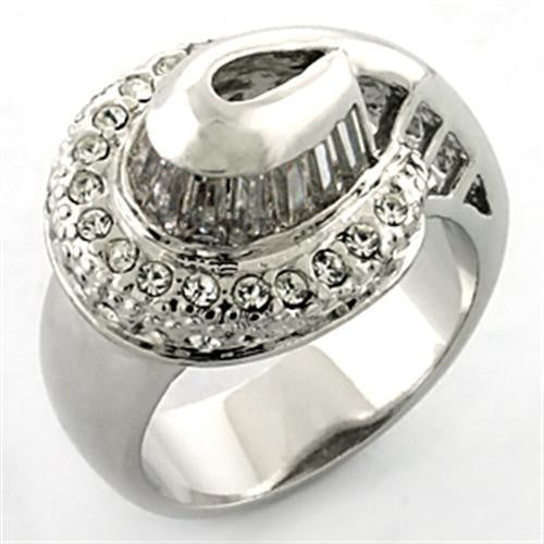 Load image into Gallery viewer, LOA672 - Rhodium Brass Ring with AAA Grade CZ in Clear
