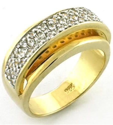 LOA648 - Gold+Rhodium 925 Sterling Silver Ring with AAA Grade CZ in Clear
