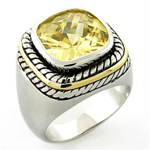 Load image into Gallery viewer, LOA668 - Rhodium Brass Ring with AAA Grade CZ in Citrine
