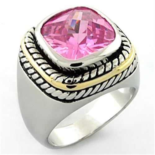Load image into Gallery viewer, LOA667 - Rhodium Brass Ring with AAA Grade CZ in Rose
