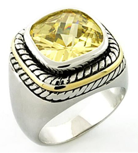 LOA668 - Rhodium Brass Ring with AAA Grade CZ in Citrine
