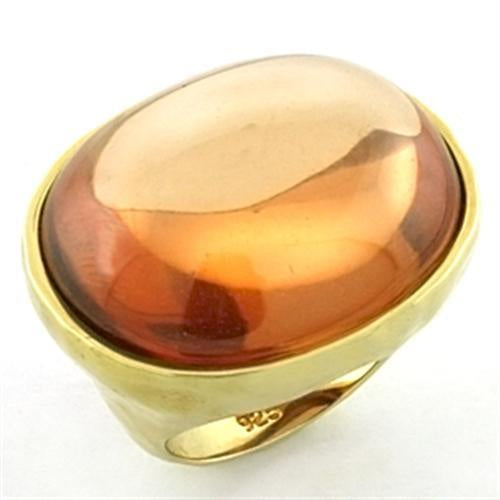 Load image into Gallery viewer, LOA651 - Gold 925 Sterling Silver Ring with AAA Grade CZ in Orange
