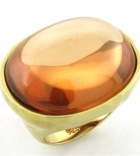 LOA651 - Gold 925 Sterling Silver Ring with AAA Grade CZ in Orange
