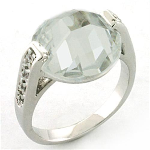 Load image into Gallery viewer, LOA665 - Rhodium Brass Ring with AAA Grade CZ in Clear
