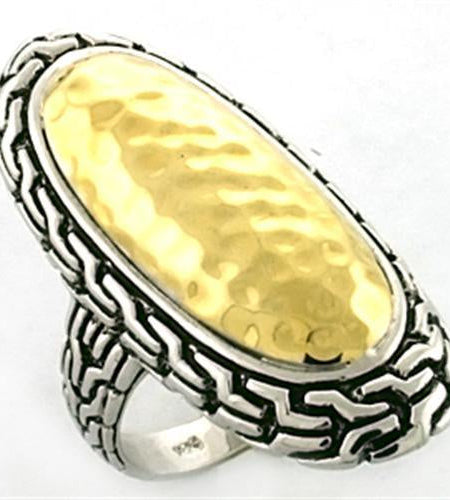 LOA652 - Gold+Rhodium 925 Sterling Silver Ring with No Stone