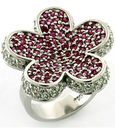 LOA647 - Rhodium 925 Sterling Silver Ring with AAA Grade CZ in Siam