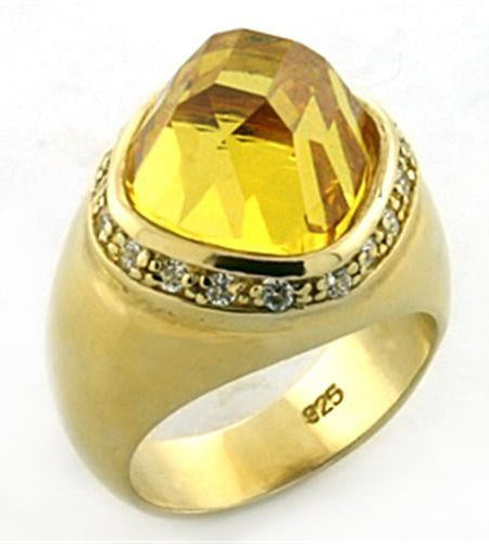 LOA639 - Gold 925 Sterling Silver Ring with AAA Grade CZ in Citrine
