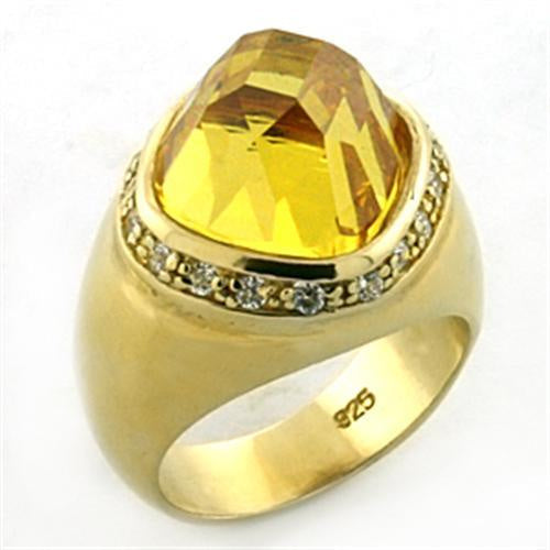 Load image into Gallery viewer, LOA639 - Gold 925 Sterling Silver Ring with AAA Grade CZ in Citrine

