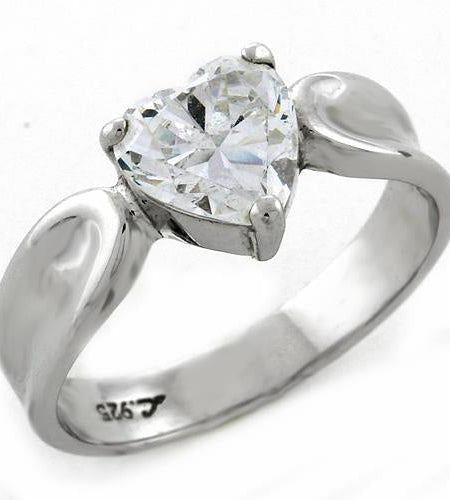 LOAS1061 - High-Polished 925 Sterling Silver Ring with AAA Grade CZ in Clear