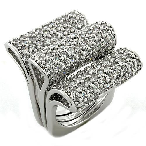 Load image into Gallery viewer, LOAS1047 - Rhodium 925 Sterling Silver Ring with AAA Grade CZ in Clear
