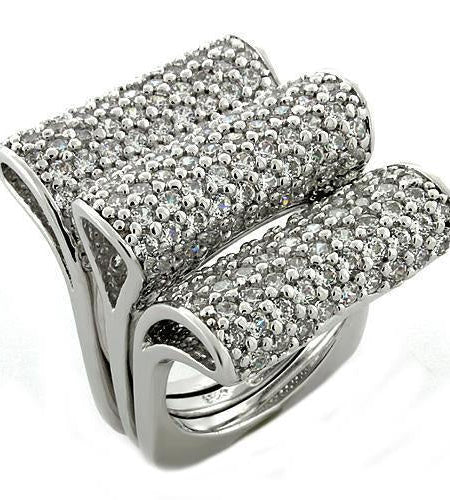 LOAS1047 - Rhodium 925 Sterling Silver Ring with AAA Grade CZ in Clear