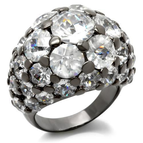 Load image into Gallery viewer, LOA942 - Ruthenium Brass Ring with AAA Grade CZ in Clear

