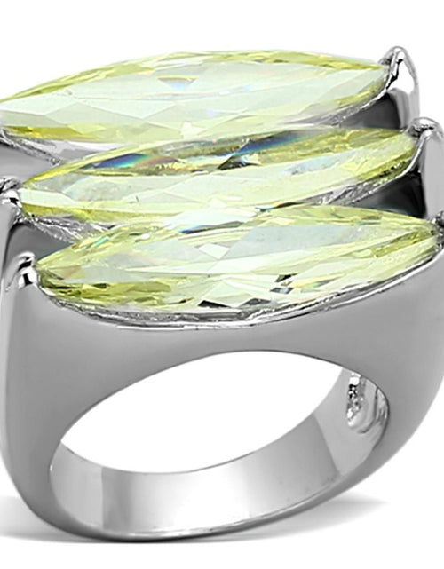 Load image into Gallery viewer, LOA916 - Rhodium Brass Ring with AAA Grade CZ in Apple Green color
