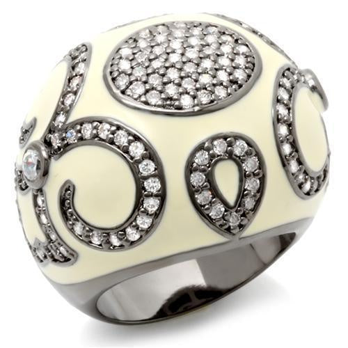 Load image into Gallery viewer, LOA939 - Ruthenium Brass Ring with AAA Grade CZ in Clear
