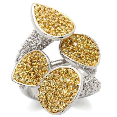 Load image into Gallery viewer, LOA937 - Gold+Rhodium Brass Ring with AAA Grade CZ in Topaz
