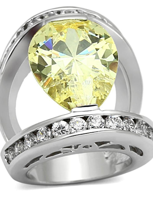Load image into Gallery viewer, LOA925 - Rhodium Brass Ring with AAA Grade CZ in Citrine Yellow
