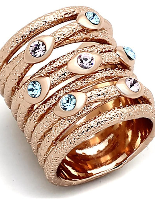 Load image into Gallery viewer, LOA909 - Rose Gold Brass Ring with Top Grade Crystal in Multi Color
