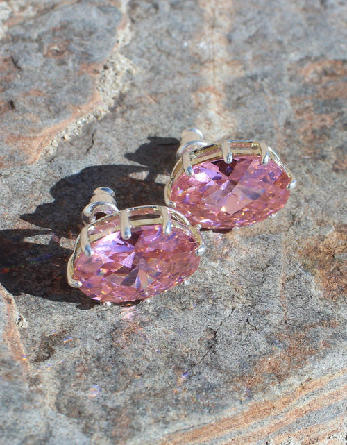 Load image into Gallery viewer, LOAS1369 - Sterling Silver Earrings with AAA Grade CZ in Pink
