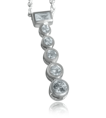 LOAS1371 - Rhodium Plating 925 Sterling Silver Chain Pendant with AAA CZ in Clear