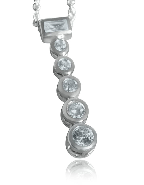 Load image into Gallery viewer, LOAS1371 - Rhodium Plating 925 Sterling Silver Chain Pendant with AAA CZ in Clear

