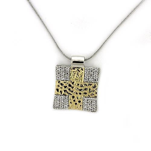 Load image into Gallery viewer, LOAS1331 - Gold+Rhodium 925 Sterling Silver Chain Pendant with AAA Grade CZ in Clear
