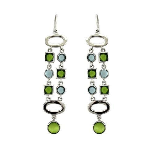 Load image into Gallery viewer, LOAS1334 - Rhodium 925 Sterling Silver Earrings with AAA Grade CZ in Peridot
