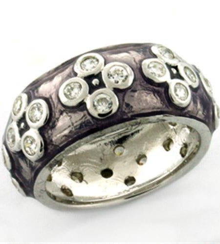 LOAS730 - Rhodium 925 Sterling Silver Ring with Epoxy in Light Amethyst