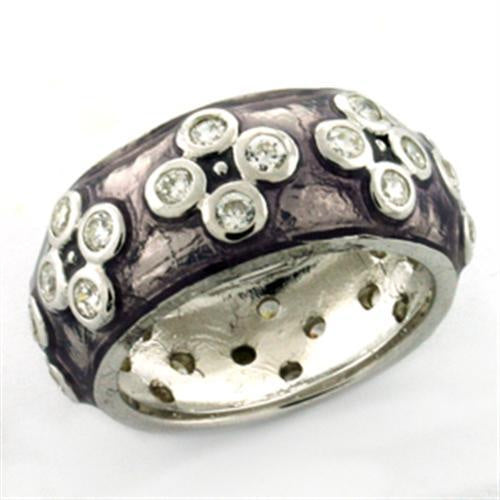 Load image into Gallery viewer, LOAS730 - Rhodium 925 Sterling Silver Ring with Epoxy in Light Amethyst
