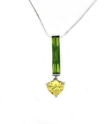 LOAS1324 - Rhodium 925 Sterling Silver Chain Pendant with AAA Grade CZ in Multi Color