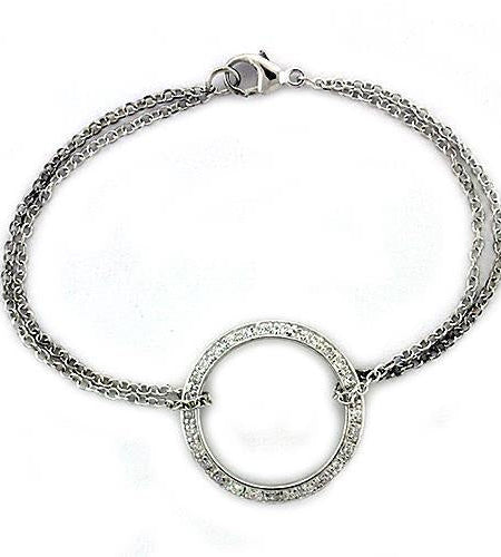LOAS1317 - High polished (no plating) 925 Sterling Silver Bracelet with AAA Grade CZ in Clear