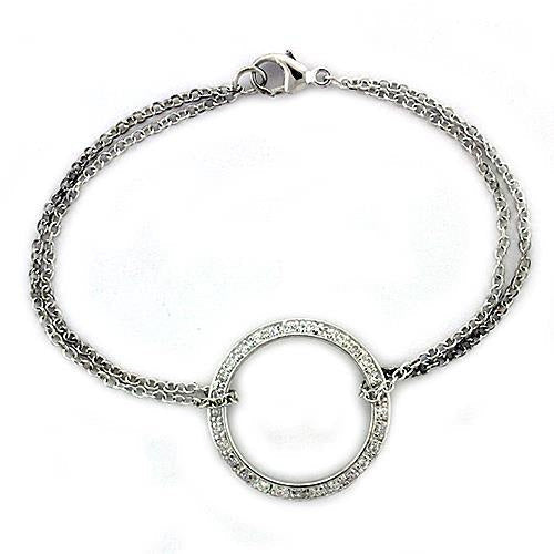 Load image into Gallery viewer, LOAS1317 - High polished (no plating) 925 Sterling Silver Bracelet with AAA Grade CZ in Clear
